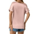 thumbnail image 2 of Top de manga corta de satén holgado para mujer, ideal para primavera/verano - Bolsillos, puños enrollados, estilo versátil - Tallas S-XL, ideal para la playa y los recados, 2 of 8