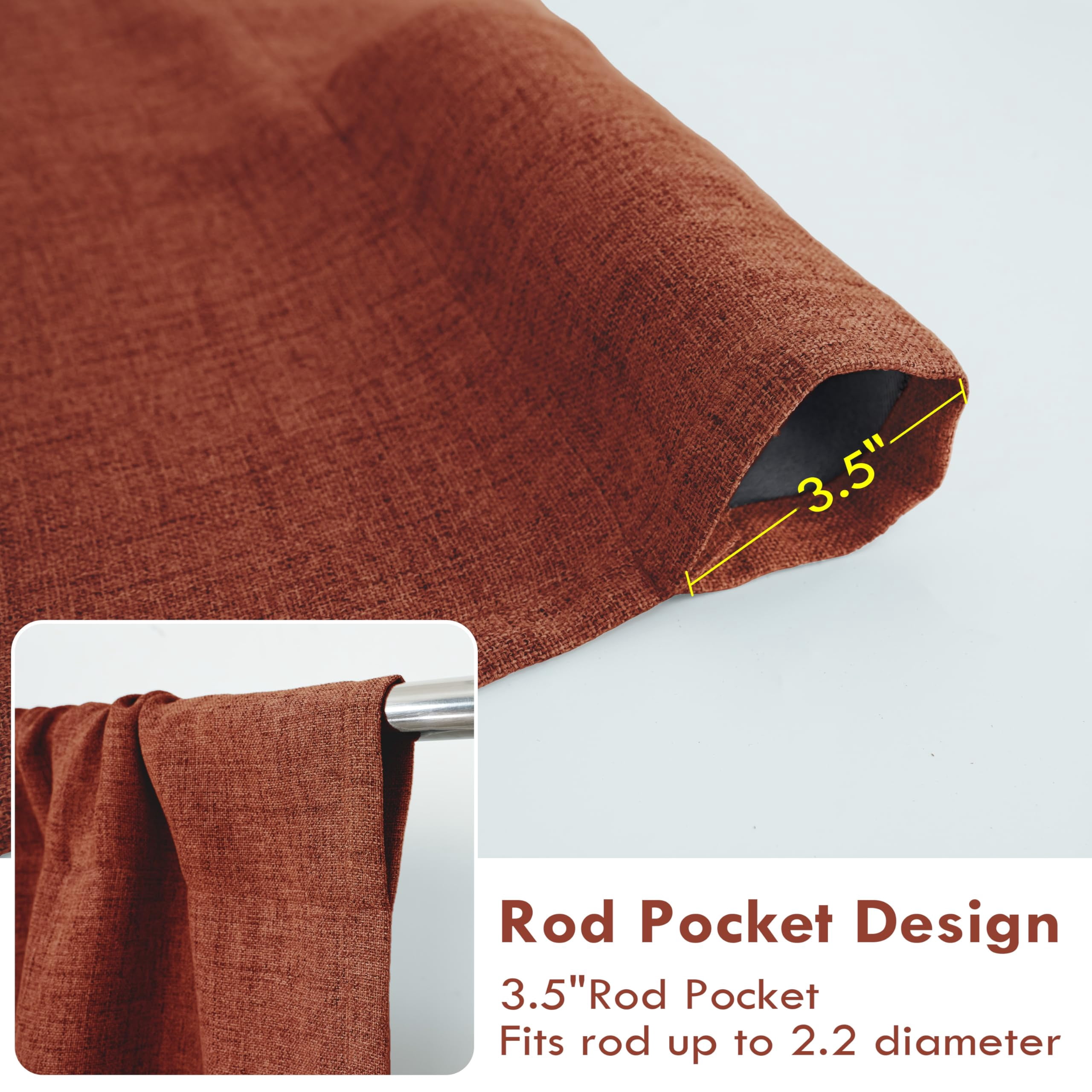 DriftAway Double Layer Linen Blackout Tie Up Curtains Thermal Insulated Fully Lined Balloon Roman Shade Bathroom Window Adjustable Rod Pocket for Small Window 45 Inch by 63 Inch Burnt Orange