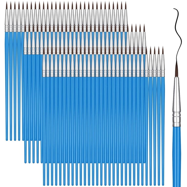 100 Pieces Miniature Detail Paint Brushes Pointed Round Painting Brush Watercolor Fine Tip Nylon Hair Artist Paint Brushes for Acrylic Oil Watercolor Face Painting, Blue (1.2 x 0.3 cm)