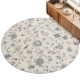 thumbnail image 2 of Vintage Floral Round Area Rugs 3 ft, Country Rustic Gold Blue Botanical Flowers Leaf Bird Washable Small Area Rug with Non-Slip Sturdy Edge Binding Round Front Door Mat Floor Carpet for Entryway, 2 of 9