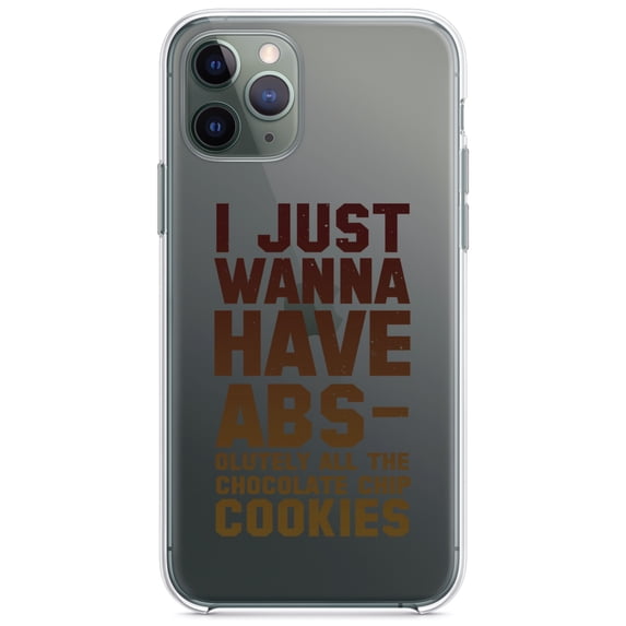 DistinctInk Clear Shockproof Hybrid Case for iPhone 12 / 12 PRO (6.1" Screen) - TPU Bumper Acrylic Back Tempered Glass Screen Protector - I Just Wanna Have ABS-olutely All The Cookies