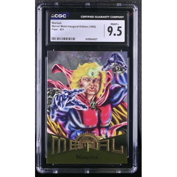 Collectible Graded 1995 Fleer Marvel Metal Inaugural Edition Warlock #21 CGC 9.5