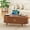 Brown, variant on 42.5 Inch Fluted Oval Coffee Table with Power Charging, Mid Century Modern Coffee Table with Storage, Center Table with Sliding Door and Gold Handle for Living Room, Black