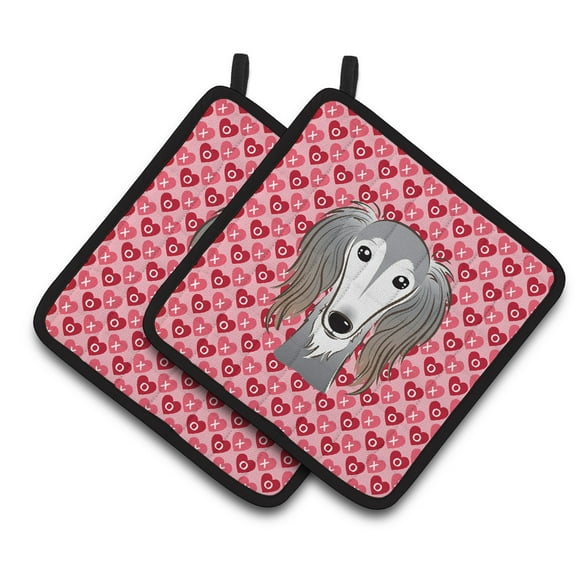 Caroline's Treasures Saluki Hearts Pair of Pot Holders