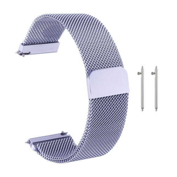 Uxcell Stainless Steel Mesh Watch Band 22mm Quick Release Metal Replacement Adjustable Watch Strap with Magnetic Buckle for Men Women, Lavender