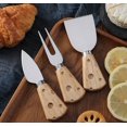 thumbnail image 1 of 1 juego de cuchillos for queso con mango de madera de goma | Juego de cubiertos occidentales | Utensilios de cocina de alta gama., 1 of 2