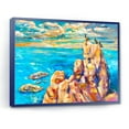 thumbnail image 3 of The Blue Ocean By Rocky Cliffs I 40 in x 30 in Framed Painting Canvas Art Print, by Designart, 3 of 4