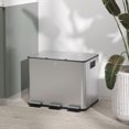 thumbnail image 2 of HOMCOM Triple Trash Can, 3 x 20L Garbage Can with Soft Close Lid, Silver, 2 of 10