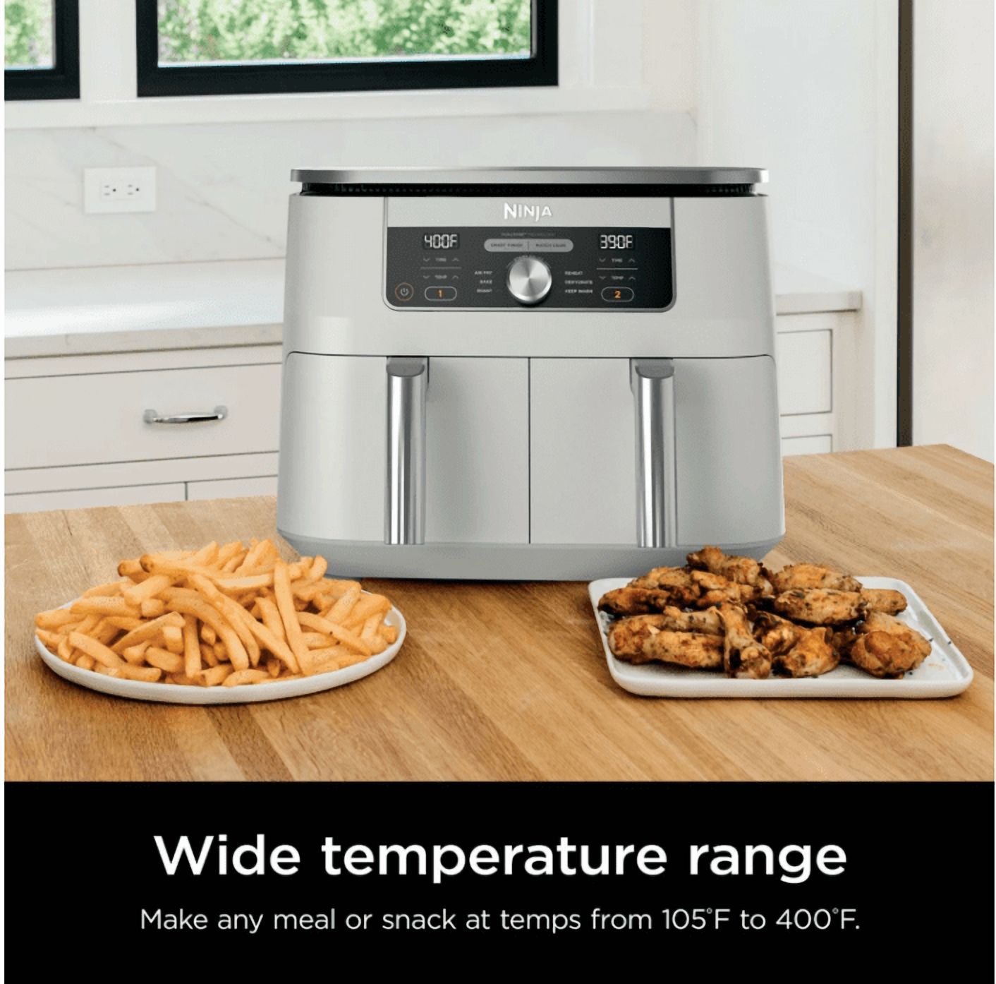 NINJA FOODI 6-IN-1, 8 QUART 2-BASKET AIR FRYER WITH DUALZONE TECHNOLOGY -WHITE