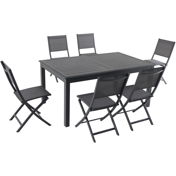 Cambridge Turner 7-Piece Expandable Dining Set with 6 Folding Sling Chairs and a 40