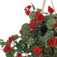 thumbnail image 3 of Nearly Natural Begonia Hanging Basket Red, 3 of 8