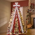 thumbnail image 5 of Dalrosia Christmas Tree Topper Bow, Large Glitter Satin Christmas Wreath Bows Xmas Ornaments with Long Streamer Wired Edge Ribbon for Farmhouse Christmas Decoration, 5 of 5