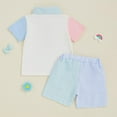 thumbnail image 4 of Girl Outfits 12-18 Months Twin Baby Girl Outfits, Mother's Day Infant and Toddler Clothing Girls Short Sleeve Collar Color Contrasting T-shirt Top+Elastic Waist Shorts Two Piece Set, 4 of 9