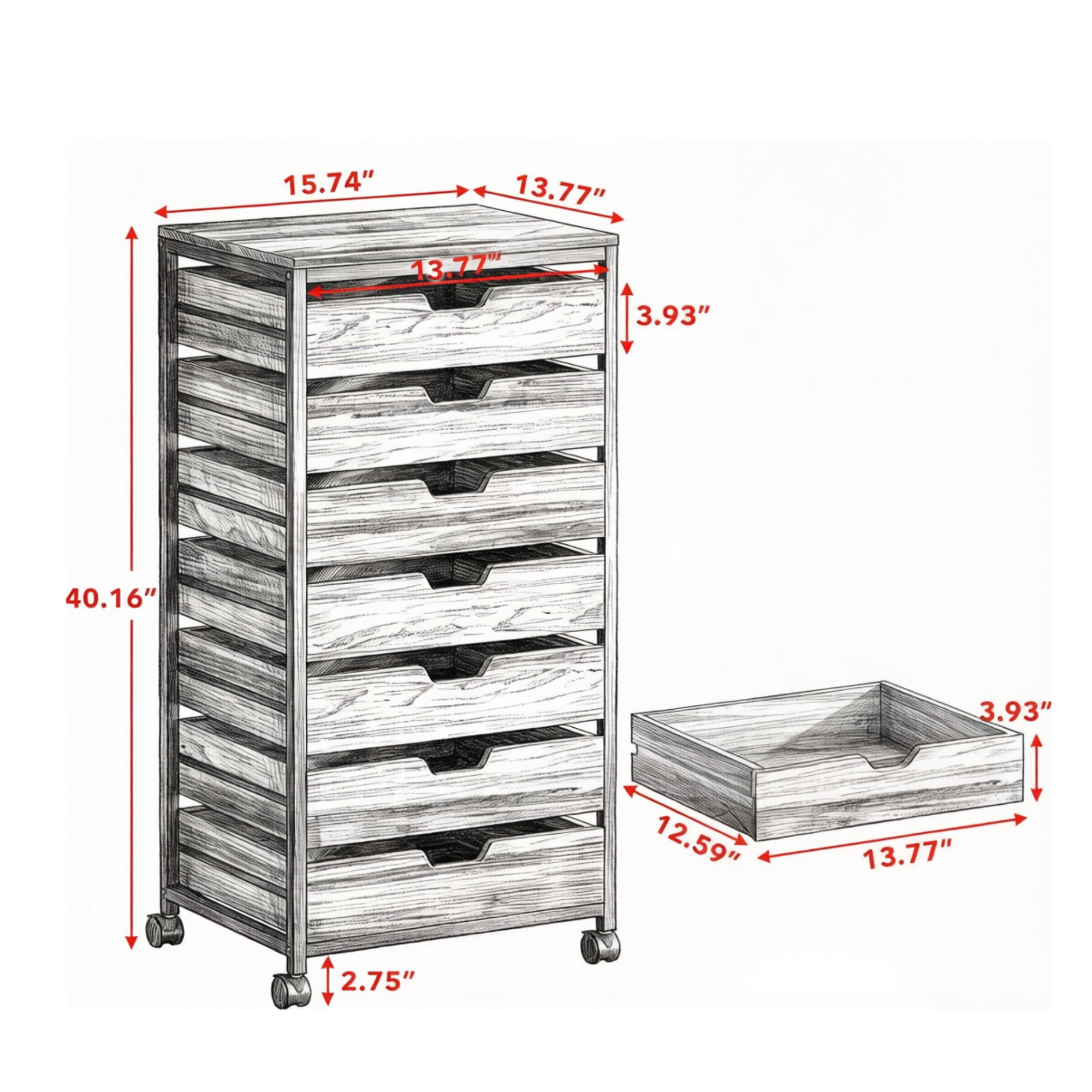5-drawer Dresser Storage Box Locker Desktop