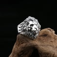 thumbnail image 5 of Lion Head Mens Ring Vintage Silver Plated Copper Wide Face Adjustable Statement Ring Dominant Animal DesignPro, 5 of 6