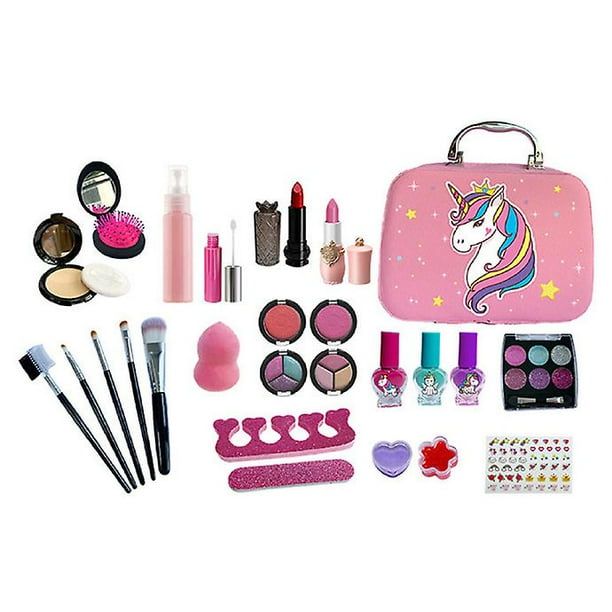 Maquillage Enfant Fille Ensemble de Maquillage pour Enfants Filles -  Trousse de Maquillage Filles Ensemble Cosmétique Lavable avec Trousse de Maquillage  Enfants,3 4 5 6 7 8 9 10-12 Ans