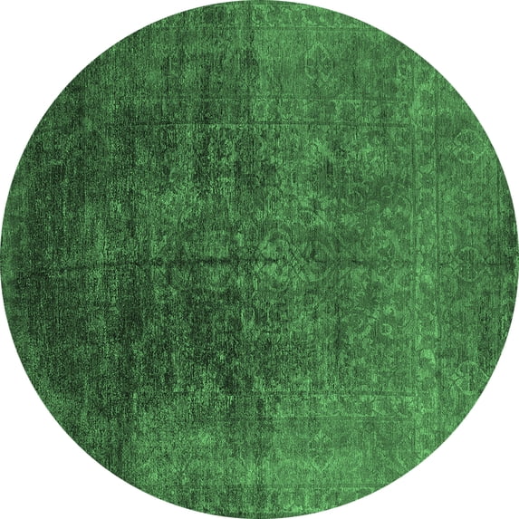 Ahgly Company Indoor Round Oriental Emerald Green Industrial Area Rugs, 5' Round
