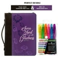thumbnail image 6 of Purple Stylish Fashionable Bible Cover, Serve The Lord with Gladness. - Psalm 100:2, with 6 Assorted Gel Highlighter Pens in Snap PVC Wallet, 6 of 7