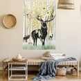 thumbnail image 2 of Antlers Tapestry, Deers in Autumn Forest Colorful Leaves Trees Grass Wildlife Fall Landscape Print, Wall Hanging for Bedroom Living Room Dorm Decor, 40W X 60L Inches, Green Orange, by Ambesonne, 2 of 5