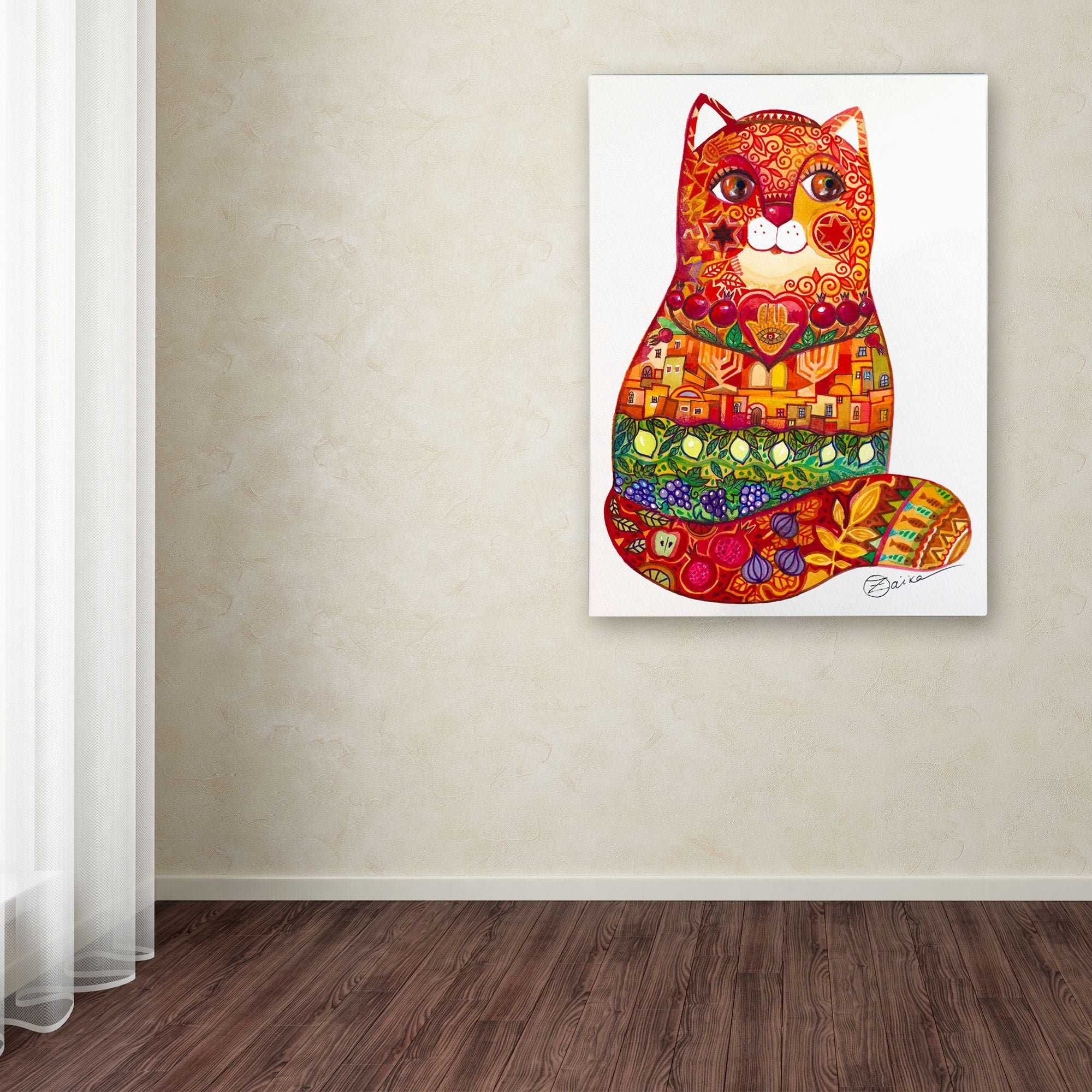 Trademark Fine Art 'Judaica Folk Cat' Canvas Art by Oxana Ziaka