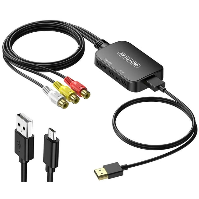 Convertidor RCA a HDMI, adaptador Viagkiki AV a HDMI, convertidor de audio compuesto RCA a HDMI para