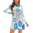 thumbnail image 4 of Blue Forget Me Not Robe Élégante Douce Aquarelle Femme Coréenne Kawaii Col Carré Robe Fleur Bleue Fleur Bleue Jaune, 4 of 5