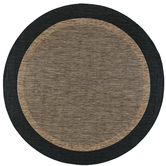 Tayse Eco Area Rug ECO1201 Transitional Black Solid Single-Color 5' 3" x 5' 3" Round