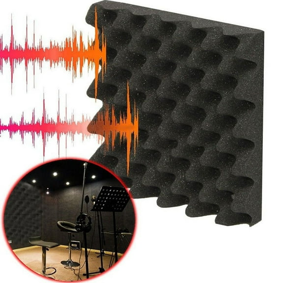 Black Acoustic Studio Soundproofing Egg Crate Foam Wall Tiles 2 X 10 X 10" inch