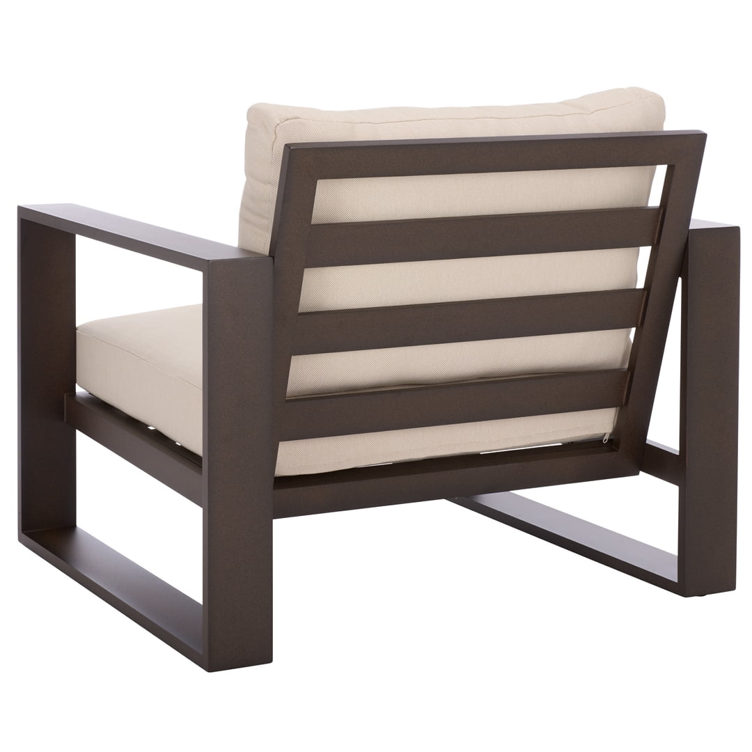 Safavieh Fash Scandinavian Metal and Fabric Armchair, Brown/Taupe, Set of 2