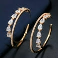 thumbnail image 3 of Cubic Zirconia Double Big Round Hoop Earrings Yellow Gold Plated White Jewelry, 3 of 8