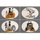 thumbnail image 4 of Juego de 4 manteles individuales a cuadros de búfalo de Halloween, manteles individuales de gnomo de gato negro de calabaza para mesa de comedor, manteles reversibles para decoraciones de fiestas, 4 of 5