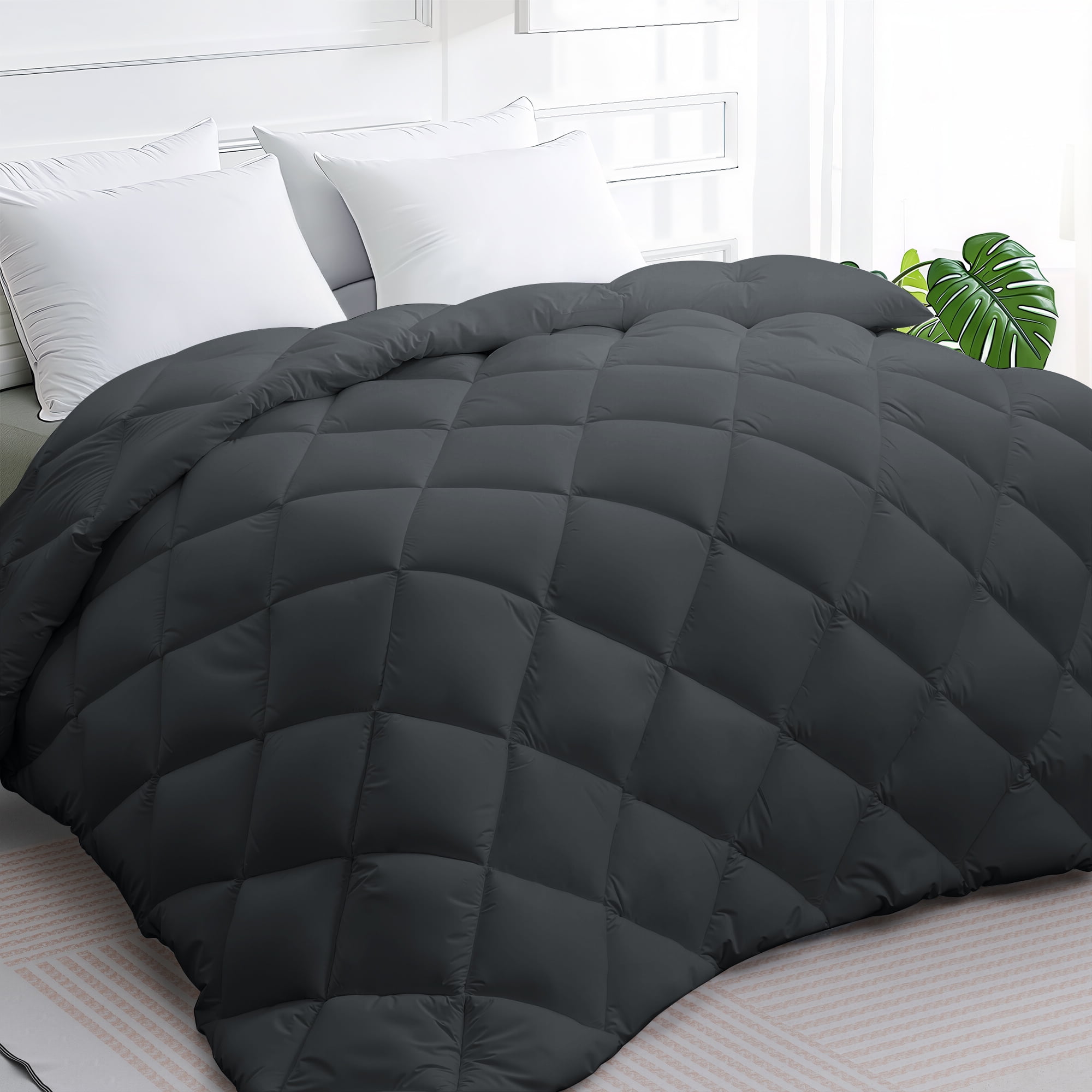 JUSTLET All Season Comforter, Queen Gray, Cooling Hypoallergenic