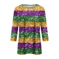 thumbnail image 4 of Women Mardi Gras Shirts Fat Tuesday T Shirt 3/4 Sleeve Carnival Party Tee Top Sequin Glitter 2026 Carnival Outfit, 4 of 5