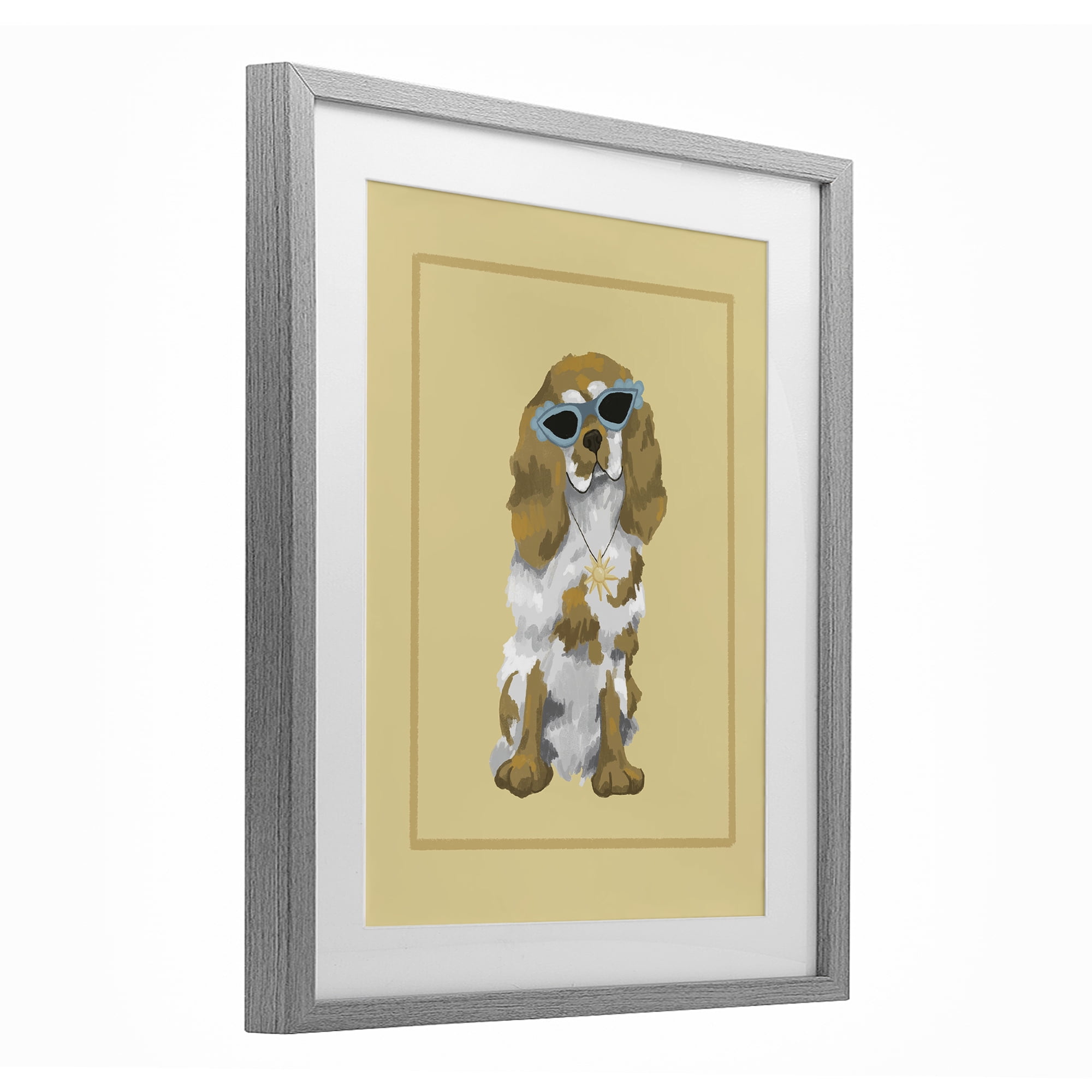 Stupell Industries Coolest Dog & Sunglasses Gray Framed Print Under Glass, design by Sadie Harper