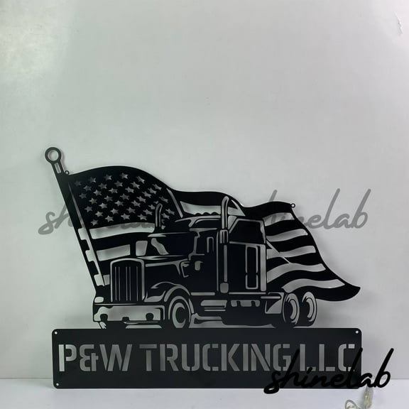 Shinelab US Semi Truck Driver Metal Sign LED Wall Art, Custom Driver Decor Gifts 12613