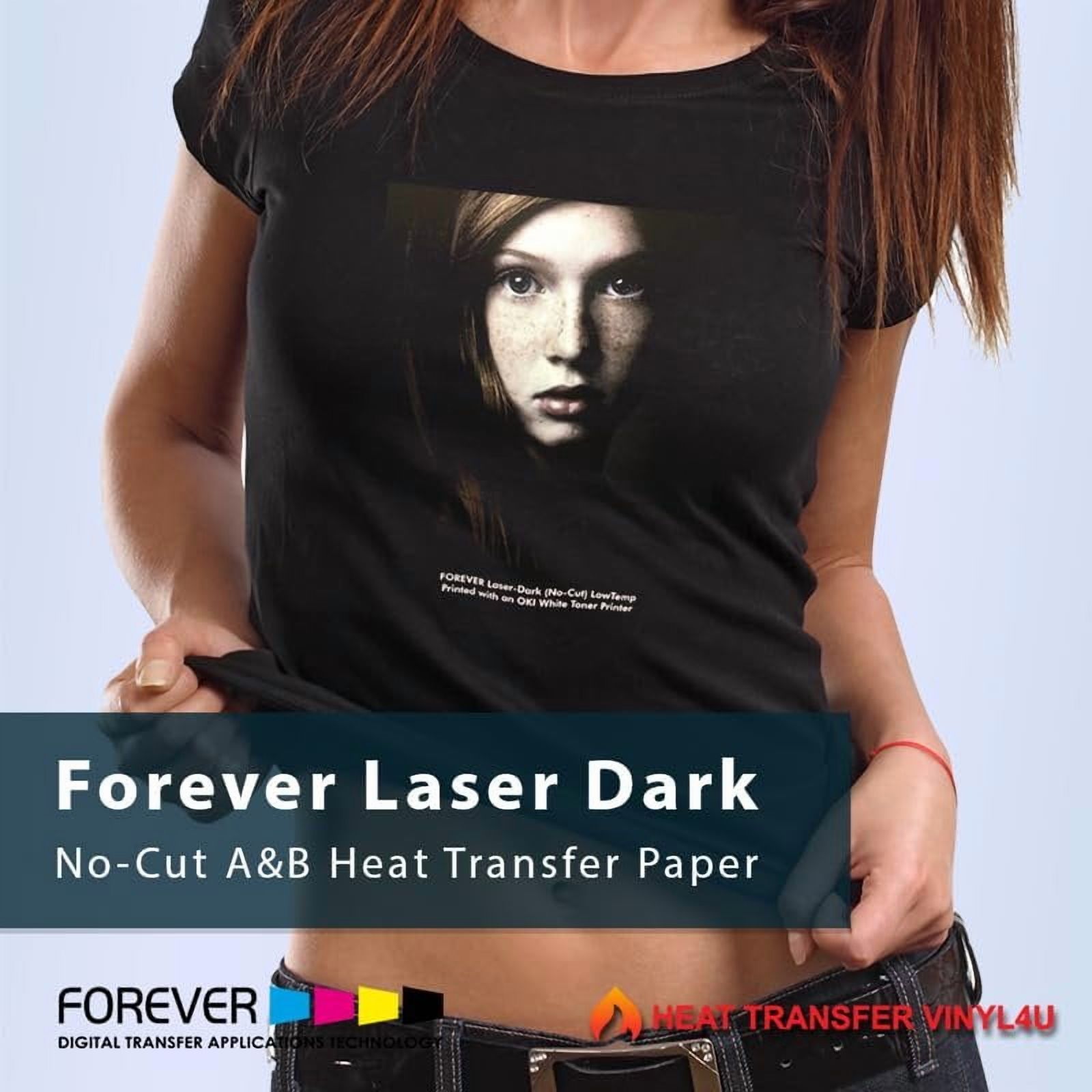 Forever Laser Dark No-Cut Paper 11" x 17" A+B 30 Sheets - Iron Heat Transfer SS Film Sheet for T-shirts, DIY Craft