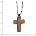 thumbnail image 3 of Collier Croix Plaqué IP en Acier Inoxydable Marron 24 Po, 3 of 3