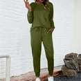thumbnail image 2 of MSJUHEG Womens Loungewear Set Satin Pajama Set for Women Sets for Women 2 Jogger Pajama Long Sleeve Pants Loungewear Sweatsuits Casual Matching Outfits Womens Pajamas Green 2Xl, 2 of 3