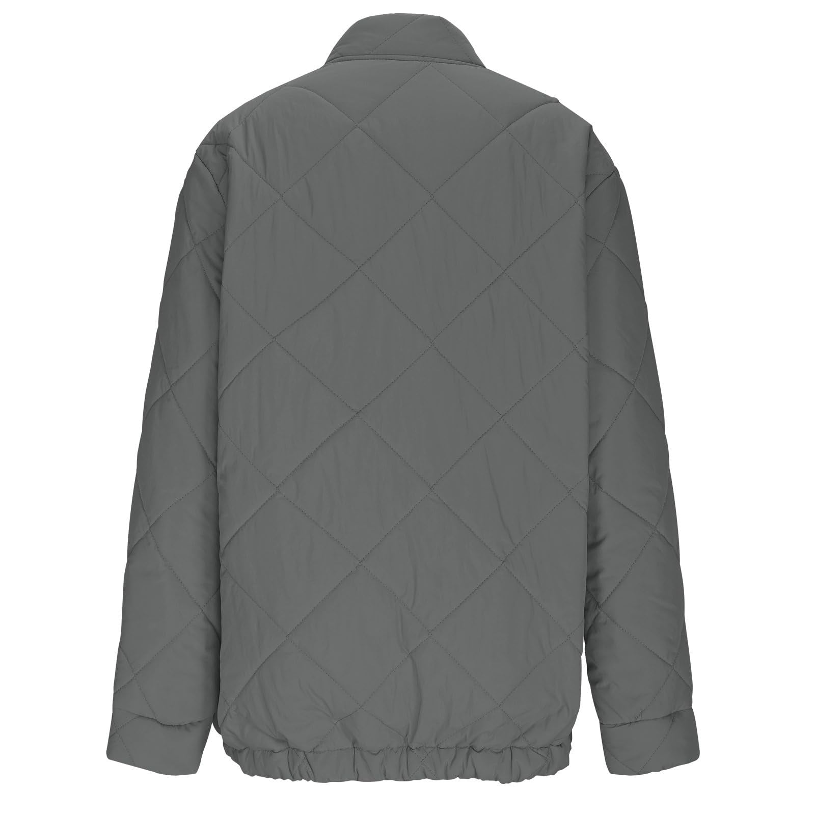 Women's Diamond Quilted Crop Jackets Lightweight Casual Bomber Jacket Warm Winter Zip Up Short Coats with Pockets