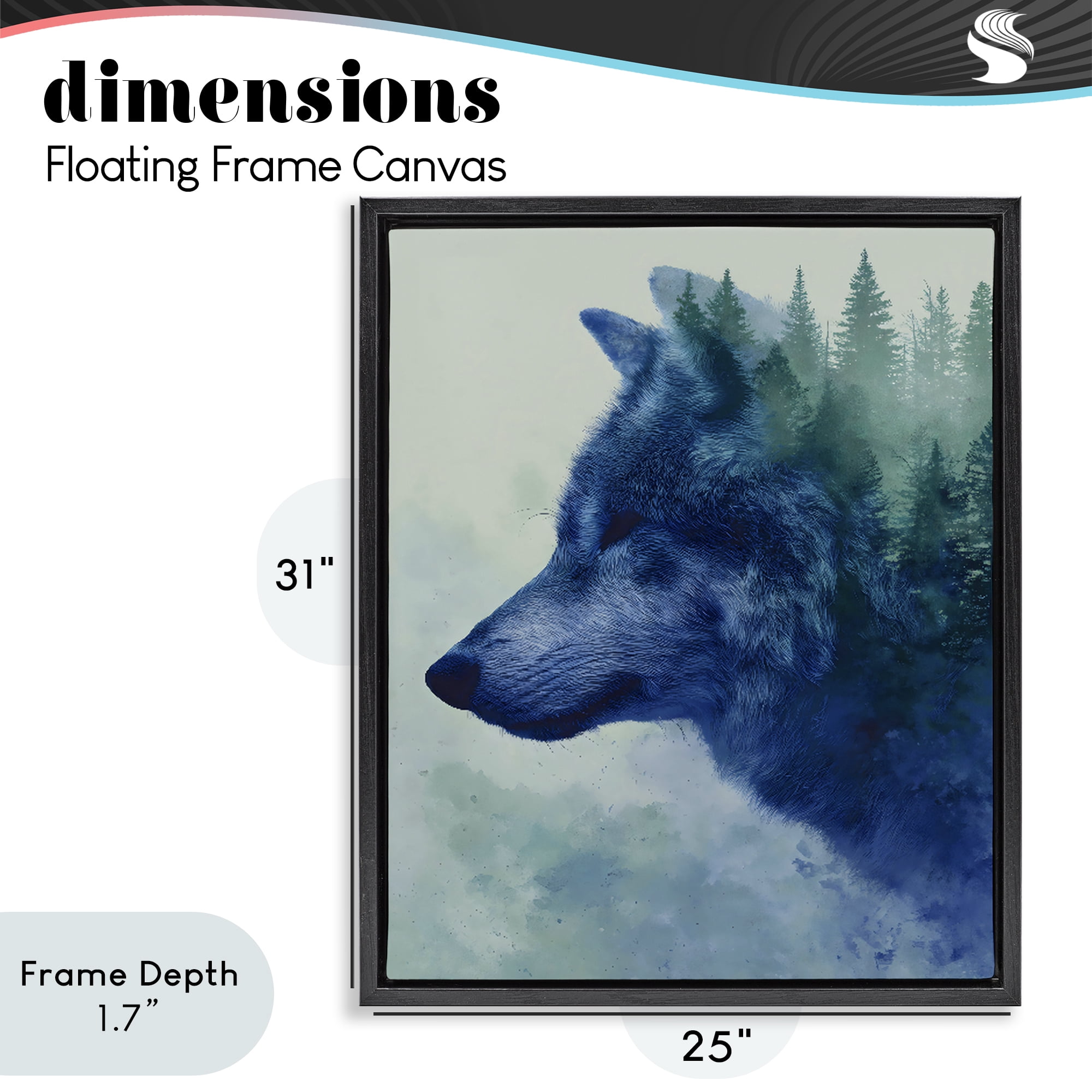 Stupell Industries Indigo Wolf in Misty Pines Black Framed Floater Canvas Wall Art, design by Franklyn Gregory