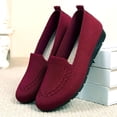 thumbnail image 3 of Loafers for Women Knitted Mesh Moccasins Flat Shoes Comfortable Slip on Casual Breathable Walking Shoes Red Size 7.5, 3 of 5