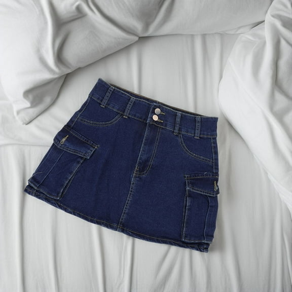 OFFIGAM Women's Bodycon Low Rise Denim Skirt, Stylish Curve-Enhancing Casual Mini Skirt, 1 Piece