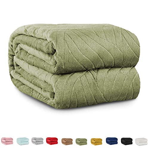 Sage Green Fuzzy Blanket Fleece Twin Size 60 x 90 Lightweight Blanket for Bed or Couch Super Soft Blanket Olive Embossed Blanket by Blissford Walmart