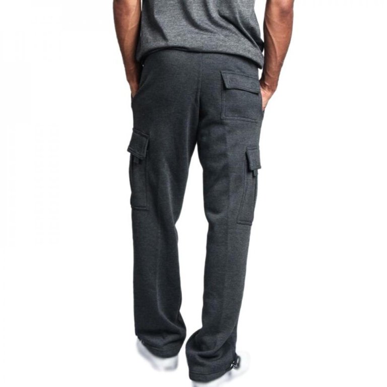 Velocity Men Cargo Sweatpants Open Bottom Drawstring Straight Leg Casual  Trousers Loose Fit Baggy Athletic Jogger Pants with Pockets