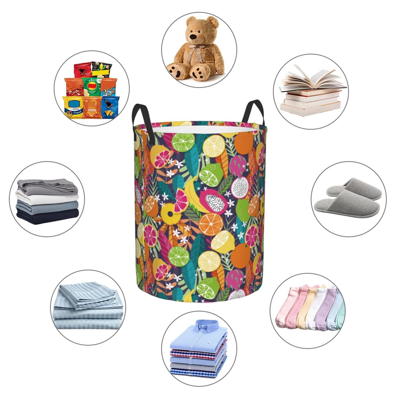 Large Laundry Basket with Handles - Yuzu dragon fruit Kids Baby Dirty Clothes Laundry Hamper for Bedroom Aesthetic