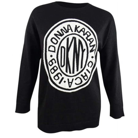 DKNY Women's Graphic Logo Sweatshirt Black Size Medium