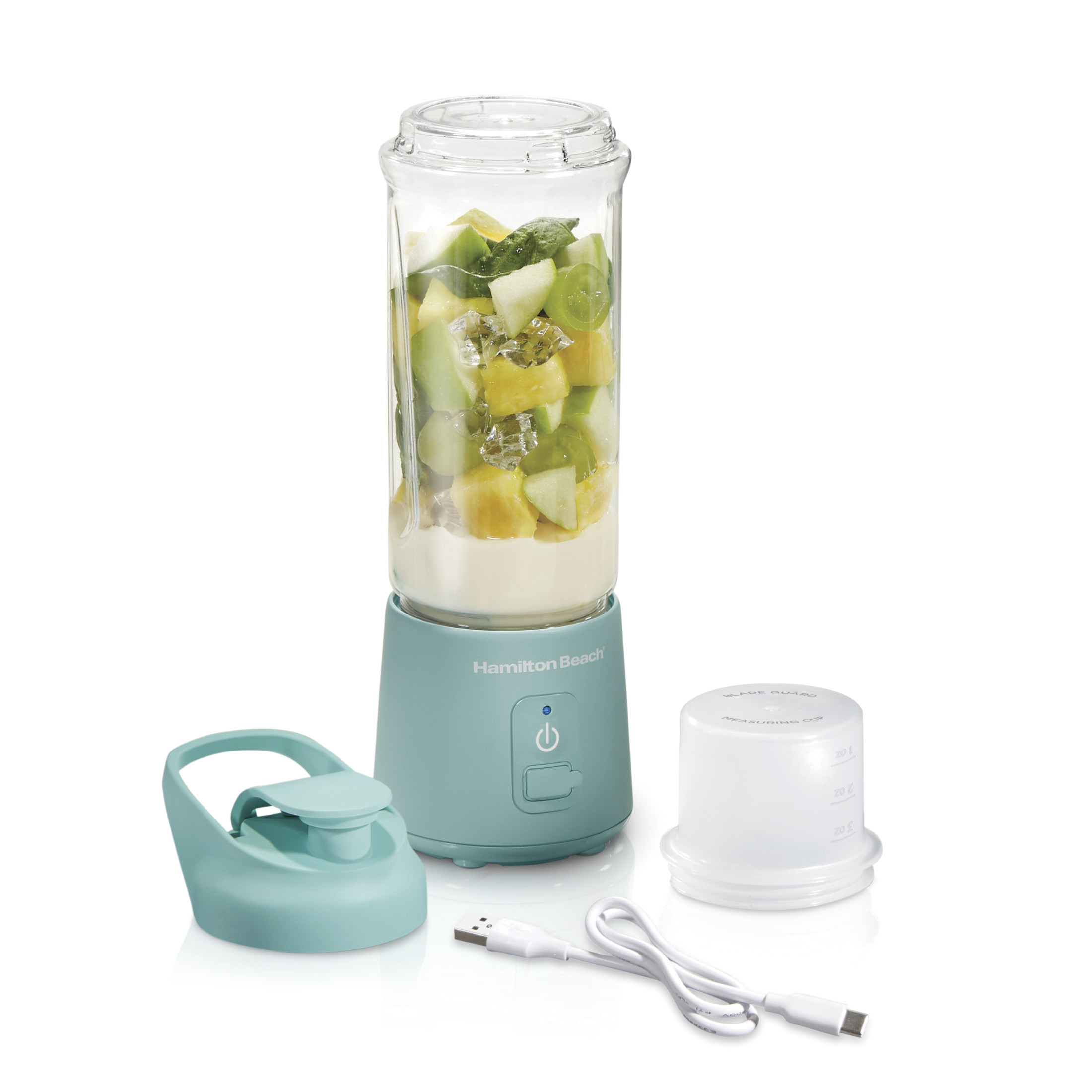 Hamilton Beach Blend Now Portable Personal Blender for Smoothies with Travel Lid, 16 oz, Aqua
