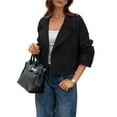 thumbnail image 2 of Abrigo Corto de Mujer, Estilo Gabardina, Informal, Cruzado, Chaqueta Corta, Prenda de Abrigo de Moda para Otoño con Cinturón Negro S, 2 of 7