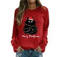 thumbnail image 1 of Chandail à Imprimé de Noël pour Femmes, Chandail Surdimensionné pour Femmes, Automne, Col Rond, Coupe Ajustée, Chandail à Enfiler, Hauts de Veste pour Femmes, Décontracté, Manches Longues, Chandails à Capuchon Athlétiques pour Femmes, Chandails à Enfiler, Chandails d'Entraînement, Blouse Ample, 1 of 4