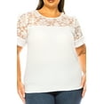 thumbnail image 6 of Women's Plus Size Classic Solid Top with Lace Accent - Casual and Elegant, 6 of 6